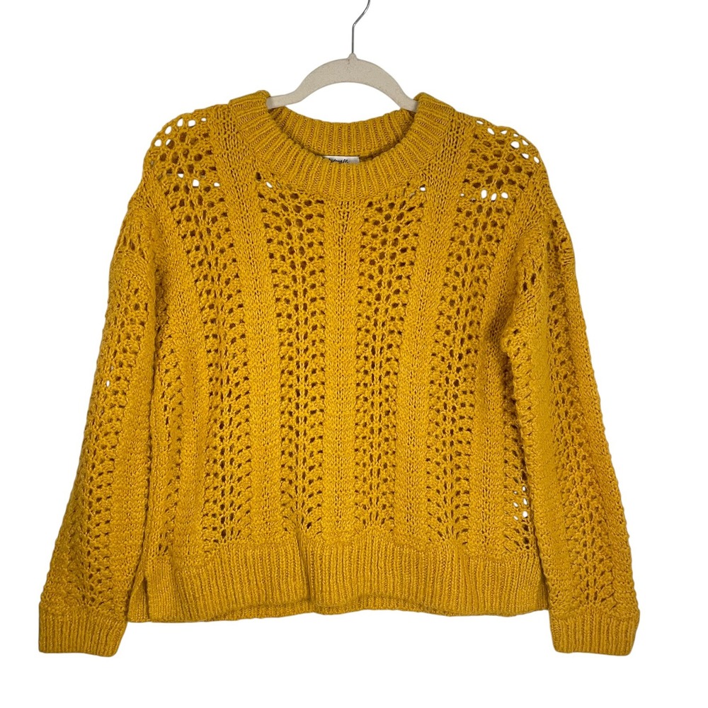 Madewell Windemere Marled Pullover Sweater Women's M Yellow Knit Open Weave Cozy